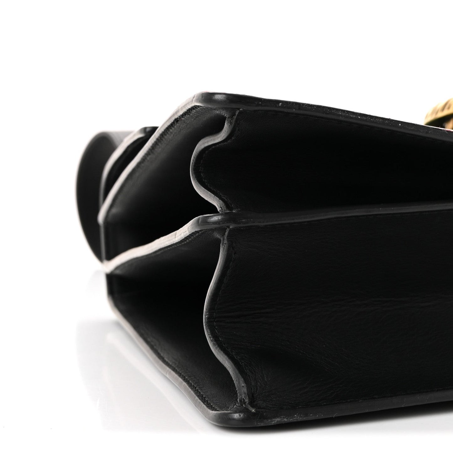 Moon Calfskin Web Large Dionysus Bamboo Top Handle Bag Black Bright Evergreen Hibiscus Red