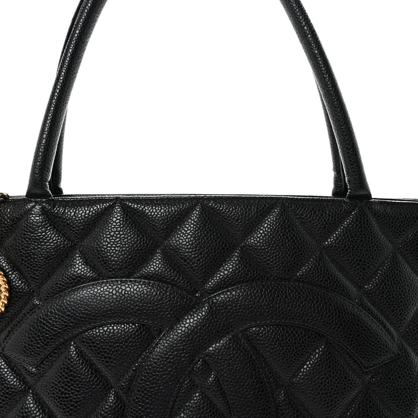 Caviar Quilted Medallion Tote Black