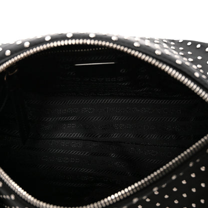 Re-Nylon Studded Shoulder Bag Black