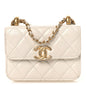 Calfskin Quilted Perfect Fit Coin Purse With Chain White