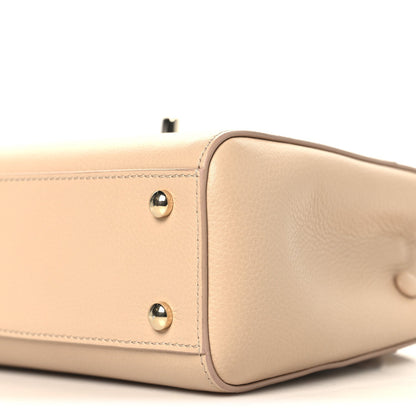 Grained Calfskin Mini Neo Executive Shopper Tote Light Beige