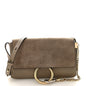 Suede Calfskin Small Faye Shoulder Bag Motty Grey