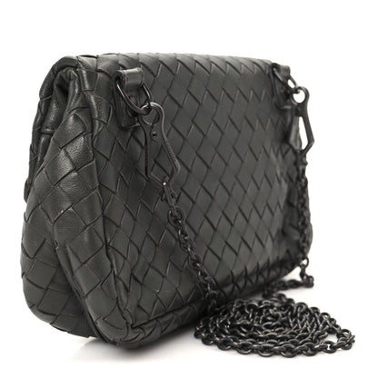 Nappa Intrecciato Small Chain Crossbody Light Grey