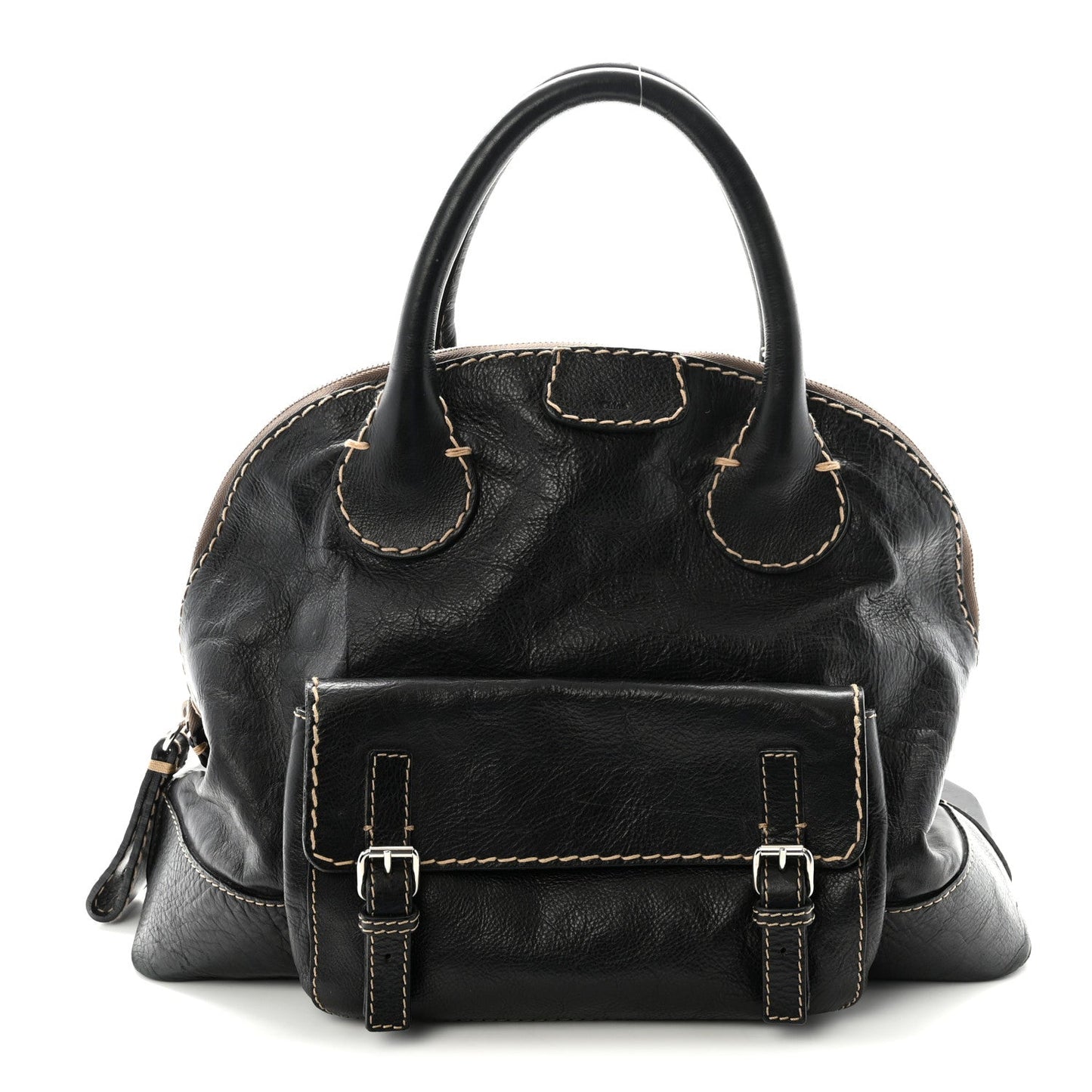 Calfskin Edith Dome Bowler Black