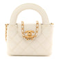 Shiny Aged Calfskin Quilted Mini Nano Kelly Shopper White