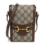 GG Supreme Monogram Mini Horsebit 1955 Crossbody Bag Beige Brown Sugar