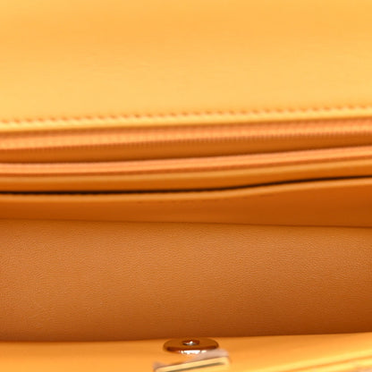 Lambskin Quilted Medium Crystal Top Handle Rectangular Flap Yellow