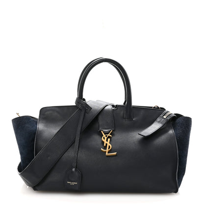 Calfskin Suede Small Monogram Downtown Cabas Navy Blue