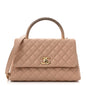 Caviar Lizard Quilted Small Coco Handle Flap Beige