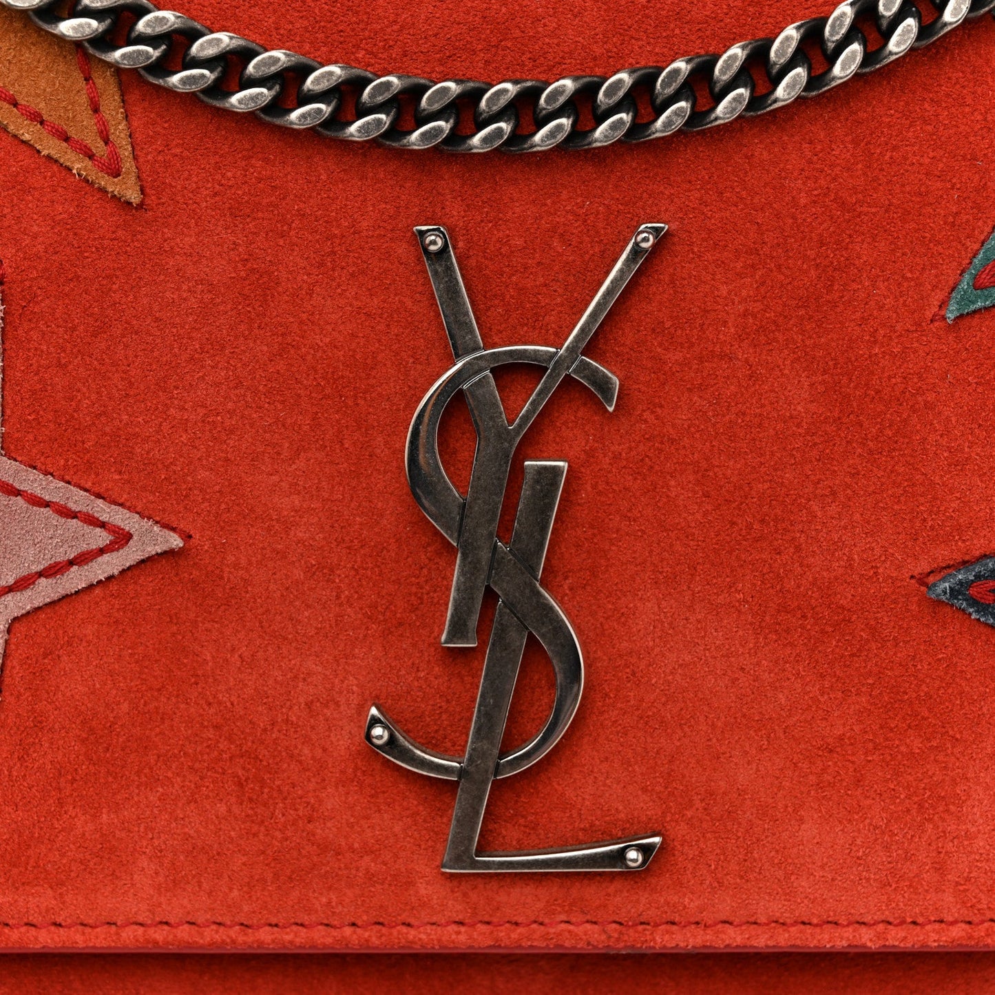 Suede Star Medium Classic Monogram Kate Satchel Berry Red