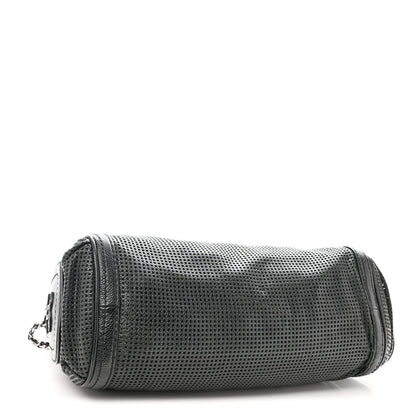 Calfskin Perforated Pulley Shoulder Bag Black