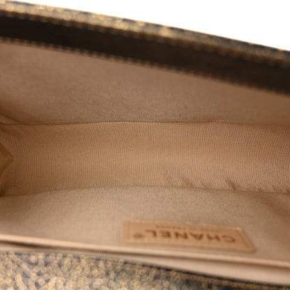 Cracked Metallic Calfskin Quilted Medium Boy Flap Gold