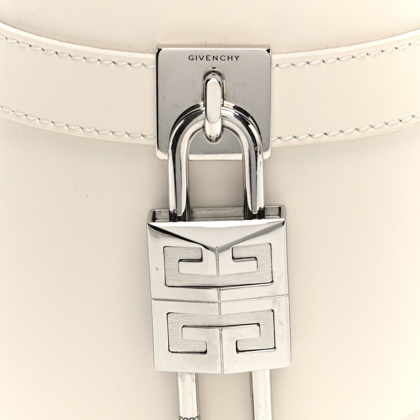 Box Calfskin Micro Shark Lock Bucket Bag White