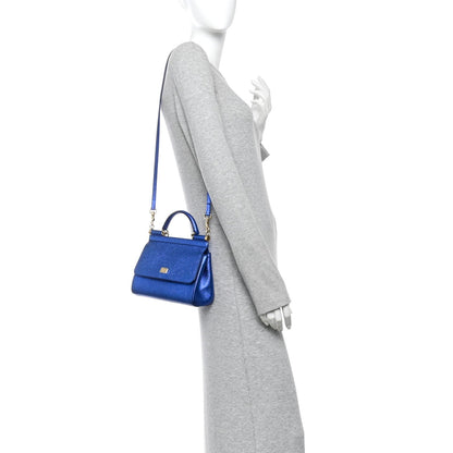 Metallic Dauphine Small Miss Sicily Satchel Blue