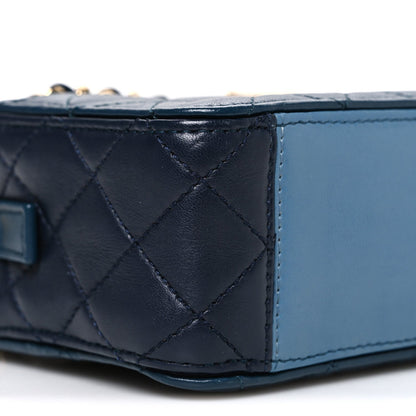 Lambskin Quilted Small In & Out Camera Case Navy Light Blue