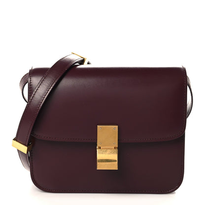 Box Calfskin Teen Classic Box Flap Bag Burgundy