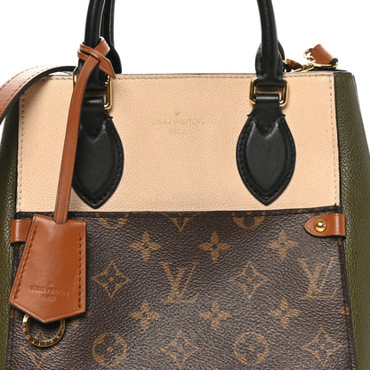 Calfskin Monogram Fold Tote PM Cream Khaki Black