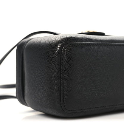Shiny Caviar Preppy Coco Long Vanity With Strap Black
