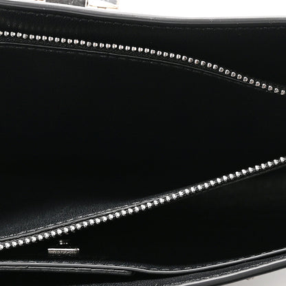 Calfskin Studded Trifolio Shoulder Bag Black