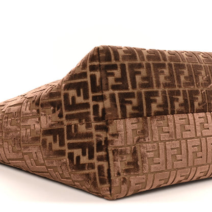 Velluto Jacquard Vitello Grace FF Large Reversible Shopping Tote Chocolate