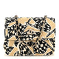 Canvas Check Flag Printed CC Clutch With Chain Beige Multicolor