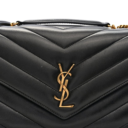 Lambskin Chevron Quilted Medium Loulou Black