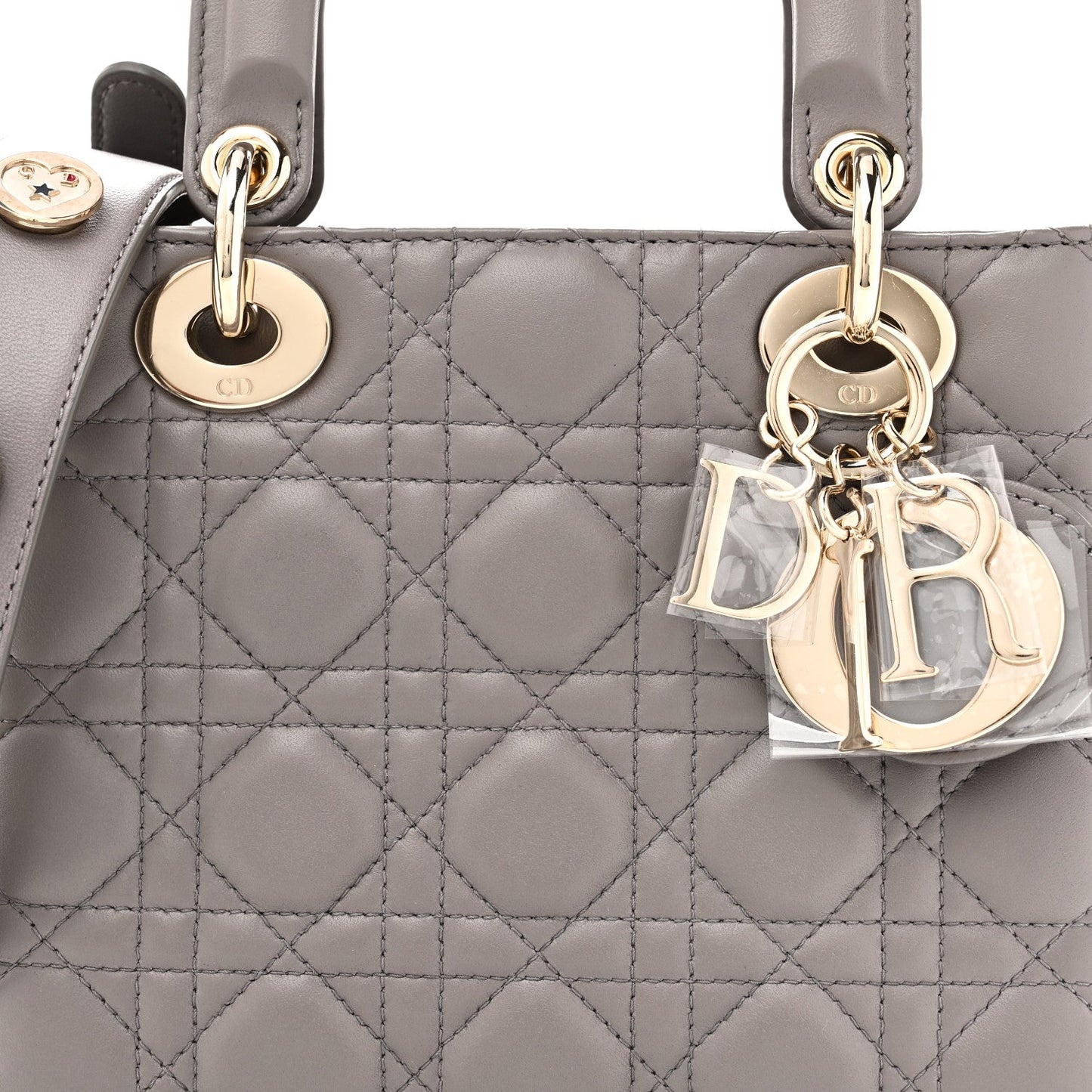 Lambskin Cannage Small Lucky Badges My Lady Dior Grey