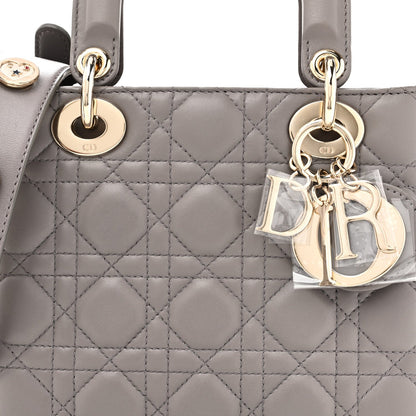 Lambskin Cannage Small Lucky Badges My Lady Dior Grey