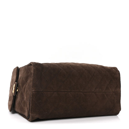 Suede Quilted Medium Chanel 25 Handbag Dark Brown