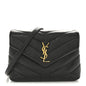 Calfskin Y Quilted Monogram Toy Loulou Crossbody Bag Black