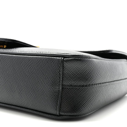 Saffiano Flap Shoulder Bag Black