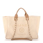 Canvas Pearl Medium Deauville Tote Ecru Beige