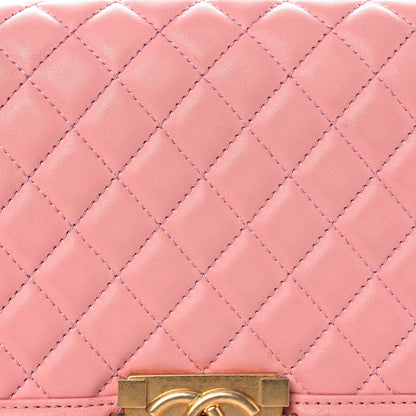 Lambskin Quilted Medium Boy Flap Light Pink