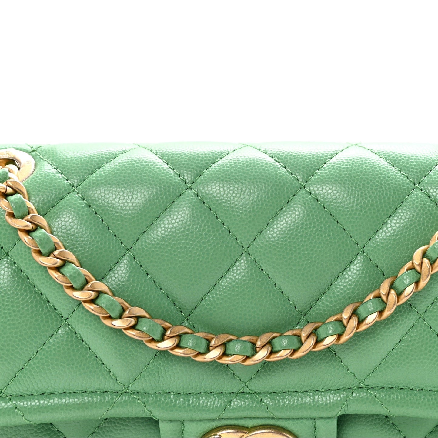 Caviar Quilted Medium Sweet Classic Flap Green