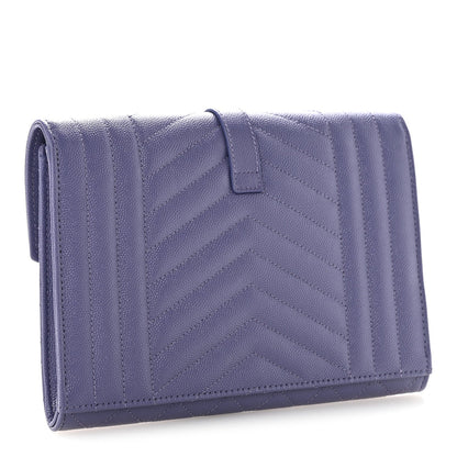 Grain De Poudre Textured Mixed Matelasse Triquilt Monogram Clutch Dark Wisteria