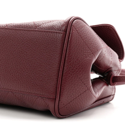 Grained Calfskin Stitched Urban Essentials Small Shopping Bag Burgundy