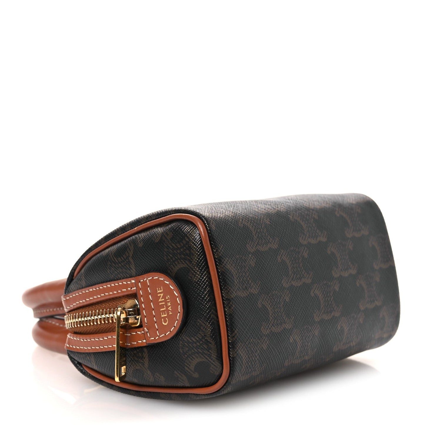 Triomphe Canvas Calfskin Mini Boston Bag Tan