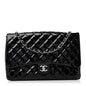 Patent Calfskin Sparkle Quilted Maxi Single Flap Black