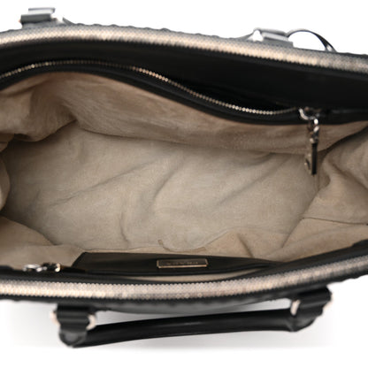 City Calf Hand Stitched Large Galleria Double Zip Tote Black