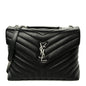 Calfskin Y Quilted Monogram Medium Loulou Chain Satchel Black
