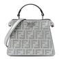 Iridescent Crystal Vitello Laminato Suede FF Petite Peekaboo I SEE U Satchel Cappuccino