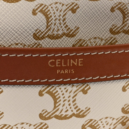 Calfskin Triomphe Canvas Small Patapans White