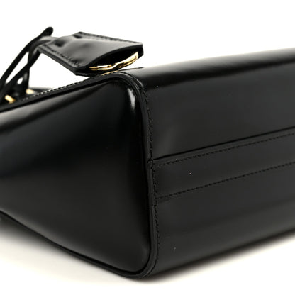 Brushed Calfskin Mini Zippered Crossbody Tote Black