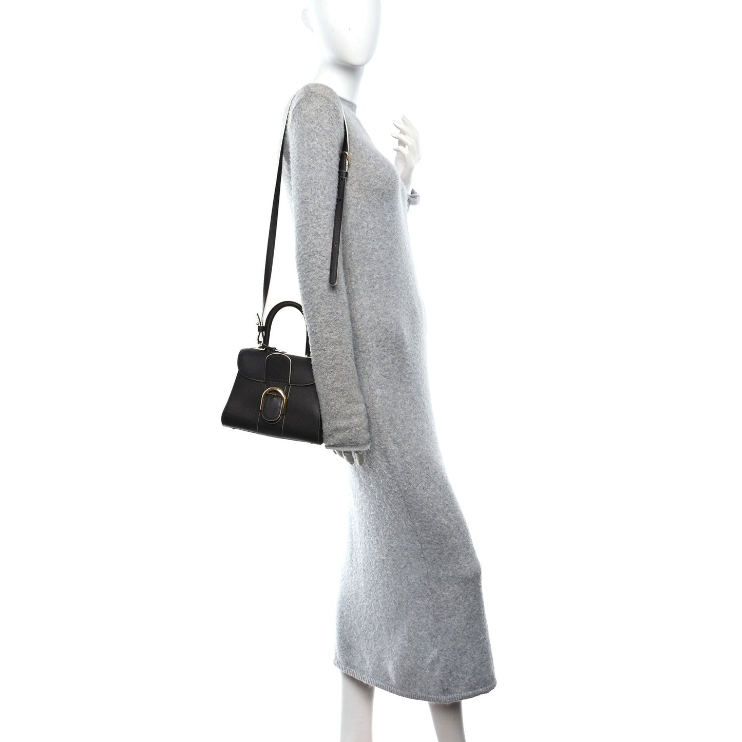 Grained Calfskin Bi-Color Brillant Mini Satchel Black
