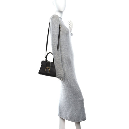 Grained Calfskin Bi-Color Brillant Mini Satchel Black