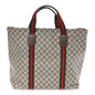 Tender GG Supreme Monogram Textured Dollar Calfskin Web Tote Beige Ebony New Acero