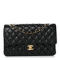 Lambskin Quilted Medium Double Flap Black