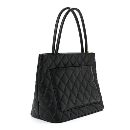 Caviar Quilted Medallion Tote Black