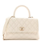Caviar Quilted Mini Coco Handle Flap White