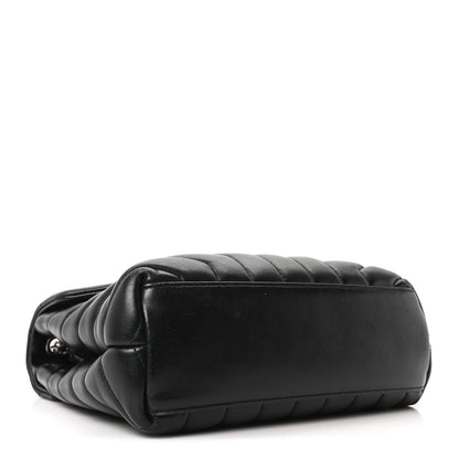 Calfskin Y Quilted Monogram Small Loulou Chain Satchel Black